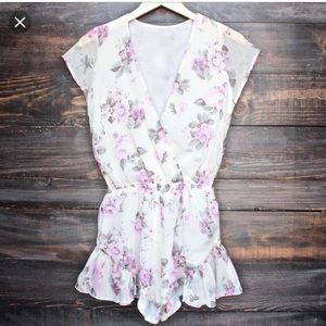 Lioness floral ruffle trim romper